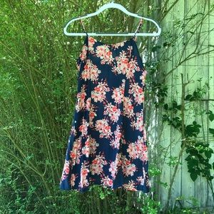Short pink and blue floral dress